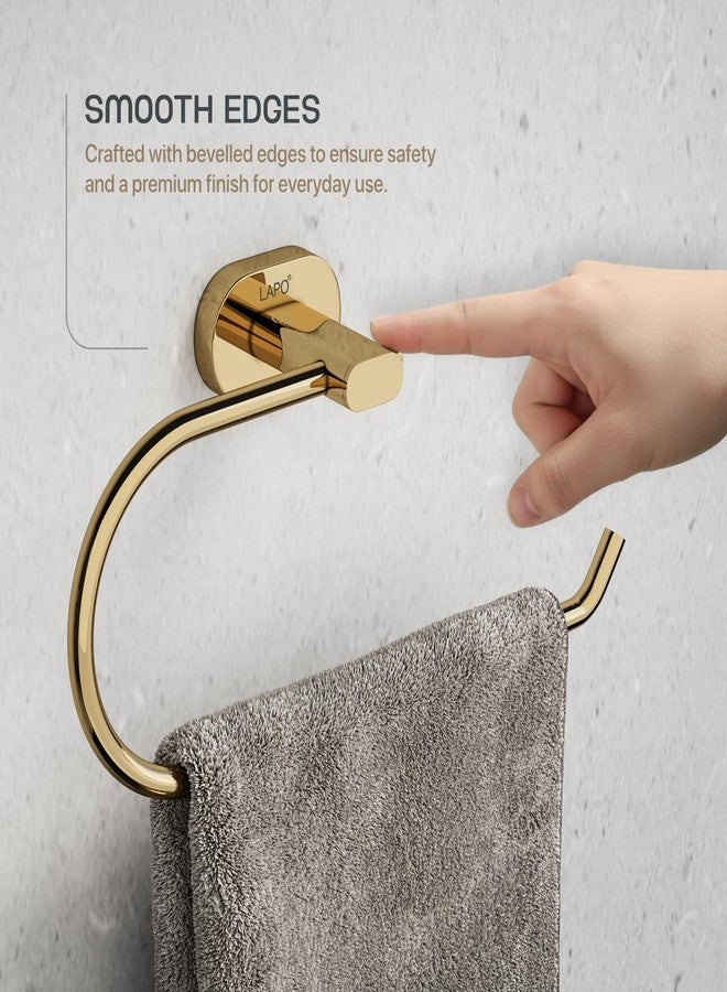 LAPO حامل مناشف وحلقة من الفولاذ المقاوم للصدأ 304 من LAPO - حامل مناشف - متين، مقاوم للصدأ، يُثبت على الحائط للحمام | المطبخ | منطقة الغسيل، طلاء ذهبي بتقنية PVD - عبوة من قطعة واحدة (سلسلة kik) - Image 5